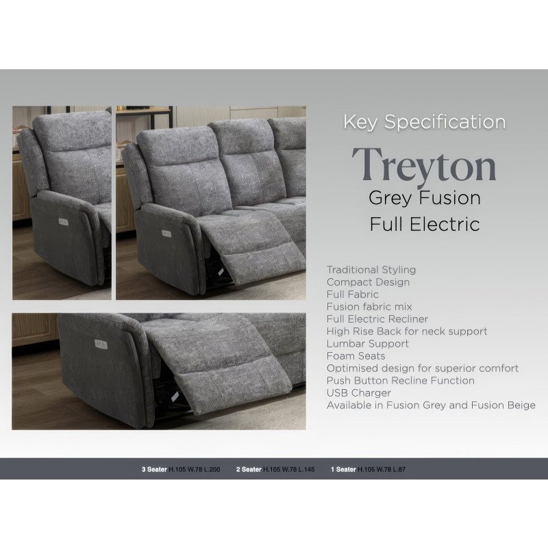 Treyton Fusion Electric 3 Seater Sofa - Buy Furniture Online | Modern Furniture USA & Gulf