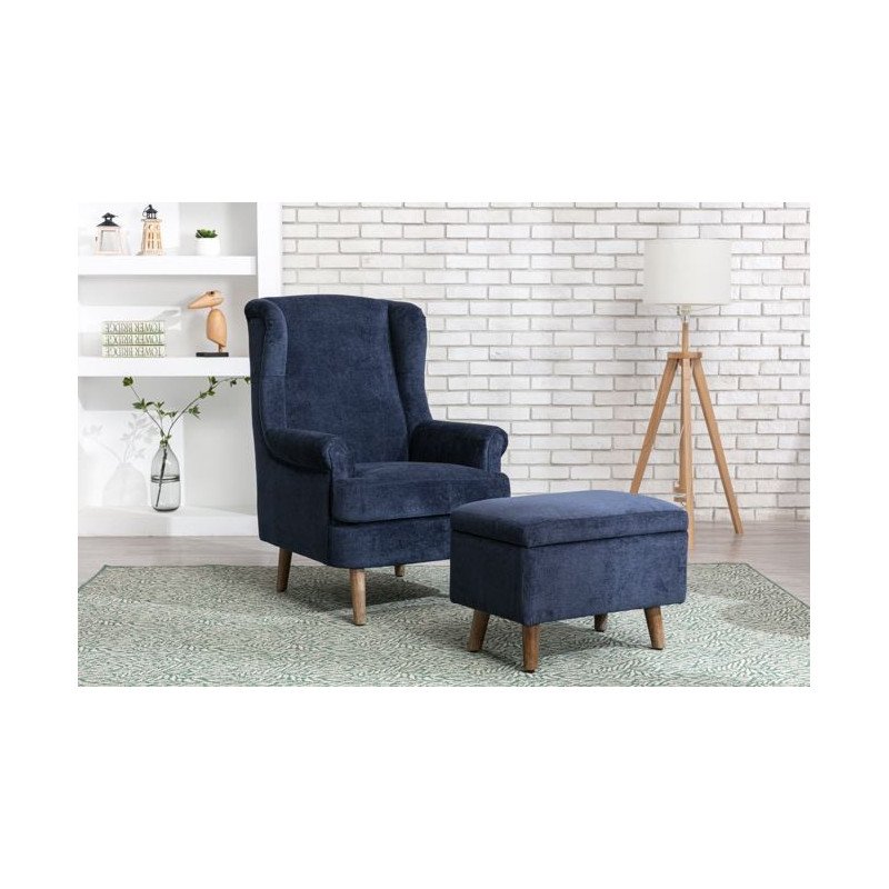 Granada Footstool -Navy - Buy Furniture Online | Modern Furniture USA & Gulf