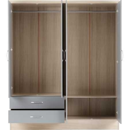 Nevada 4 Door 2 Drawer Wardrobe - Buy Wardrobe Online | Modern Furniture USA & Gulf