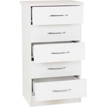 Nevada 5 Drawer Narrow Chest - Buy Chest of Drawers Online | Modern Furniture USA & Gulf