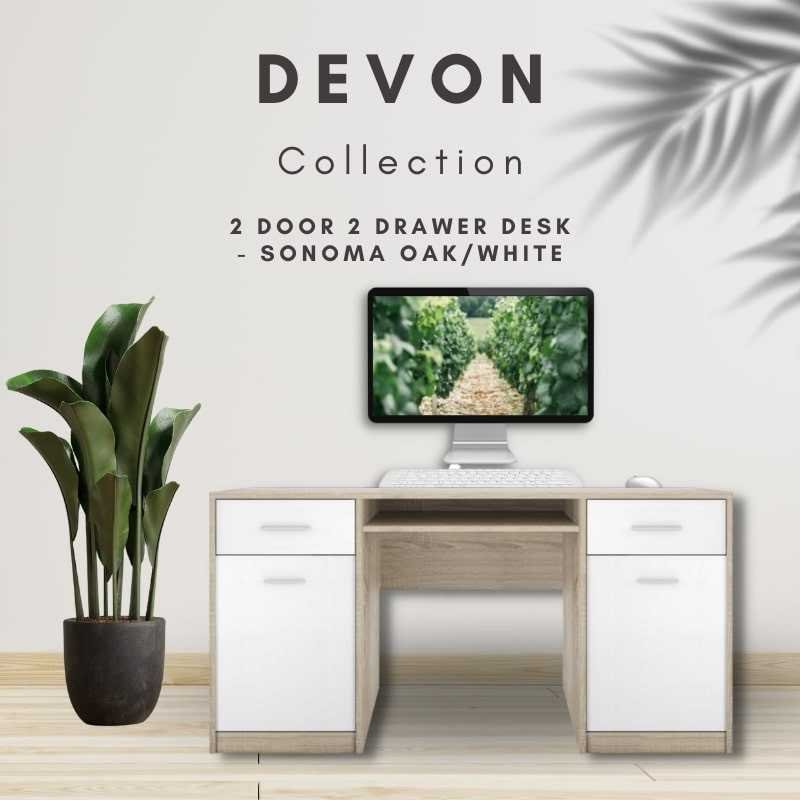 Devon 2 Door 2 Drawer Desk - Buy Office Desk Online | Modern Furniture USA & Gulf