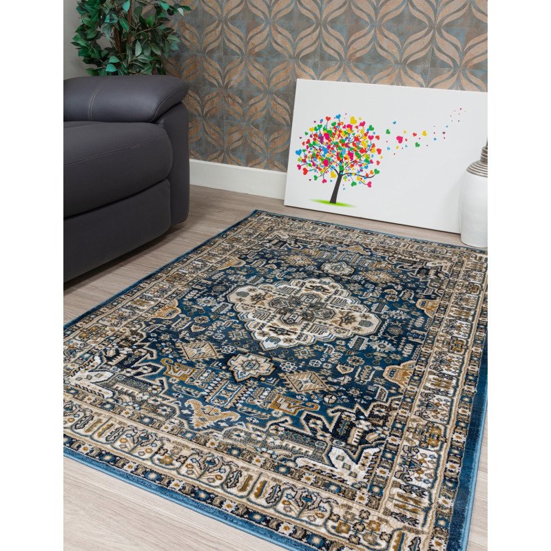 Aziza Medallion Blue Rug - Buy Furniture Online | Modern Furniture USA & Gulf
