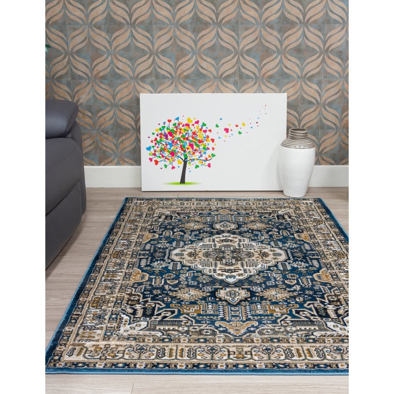 Aziza Medallion Blue Rug - Buy Furniture Online | Modern Furniture USA & Gulf