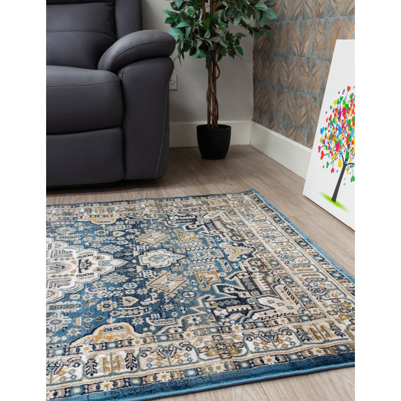 Aziza Medallion Blue Rug - Buy Furniture Online | Modern Furniture USA & Gulf