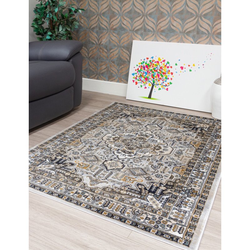 Aziza Medallion Grey Rug - Buy Furniture Online | Modern Furniture USA & Gulf