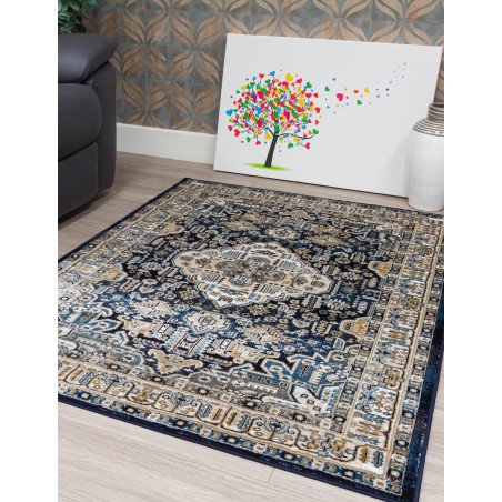 Aziza Medallion Navy Rug - Buy Furniture Online | Modern Furniture USA & Gulf