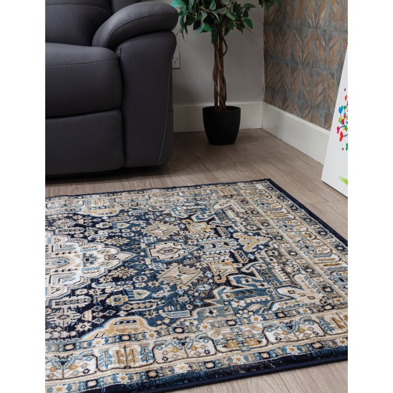 Aziza Medallion Navy Rug - Buy Furniture Online | Modern Furniture USA & Gulf