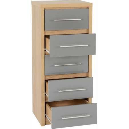 Seville 5 Drawer Narrow Chest - Buy Chest of Drawers Online | Modern Furniture USA & Gulf