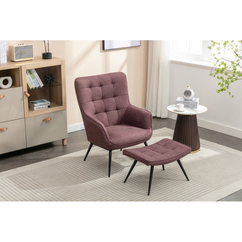 Katelyn Accent Chair with Stool - Buy Furniture Online | Modern Furniture USA & Gulf