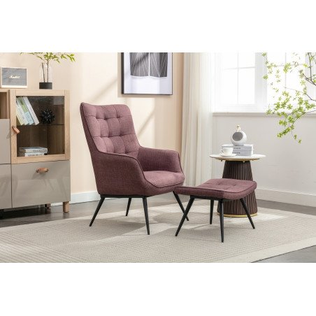 Katelyn Accent Chair with Stool - Buy Furniture Online | Modern Furniture USA & Gulf