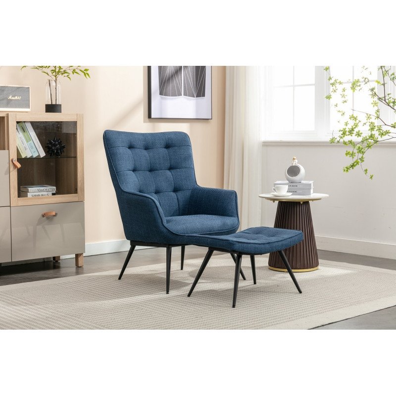 Katelyn Accent Chair with Stool - Buy Furniture Online | Modern Furniture USA & Gulf