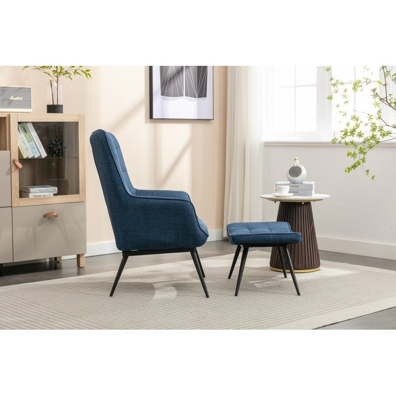 Katelyn Accent Chair with Stool - Buy Furniture Online | Modern Furniture USA & Gulf