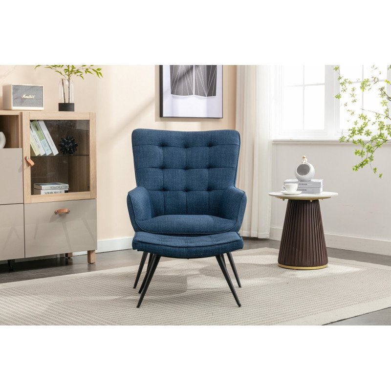 Katelyn Accent Chair with Stool - Buy Furniture Online | Modern Furniture USA & Gulf