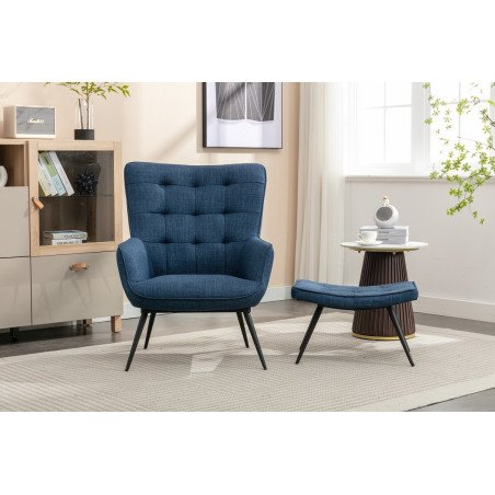 Katelyn Accent Chair with Stool - Buy Furniture Online | Modern Furniture USA & Gulf