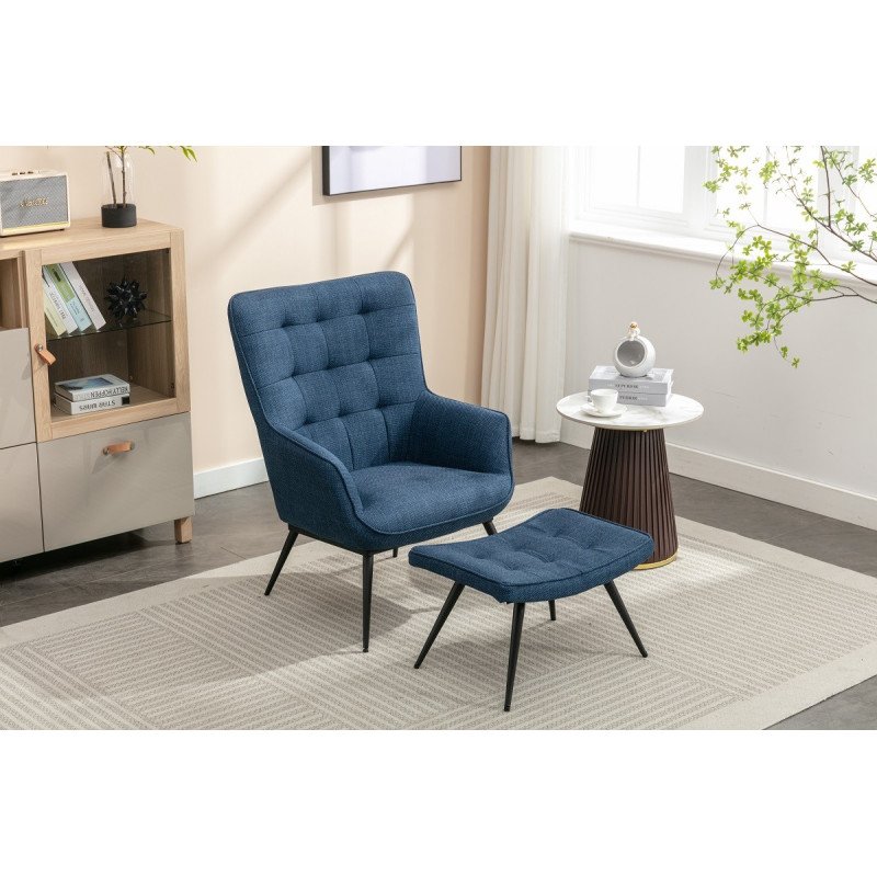 Katelyn Accent Chair with Stool - Buy Furniture Online | Modern Furniture USA & Gulf