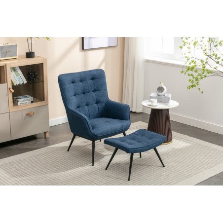 Katelyn Accent Chair with Stool - Buy Furniture Online | Modern Furniture USA & Gulf
