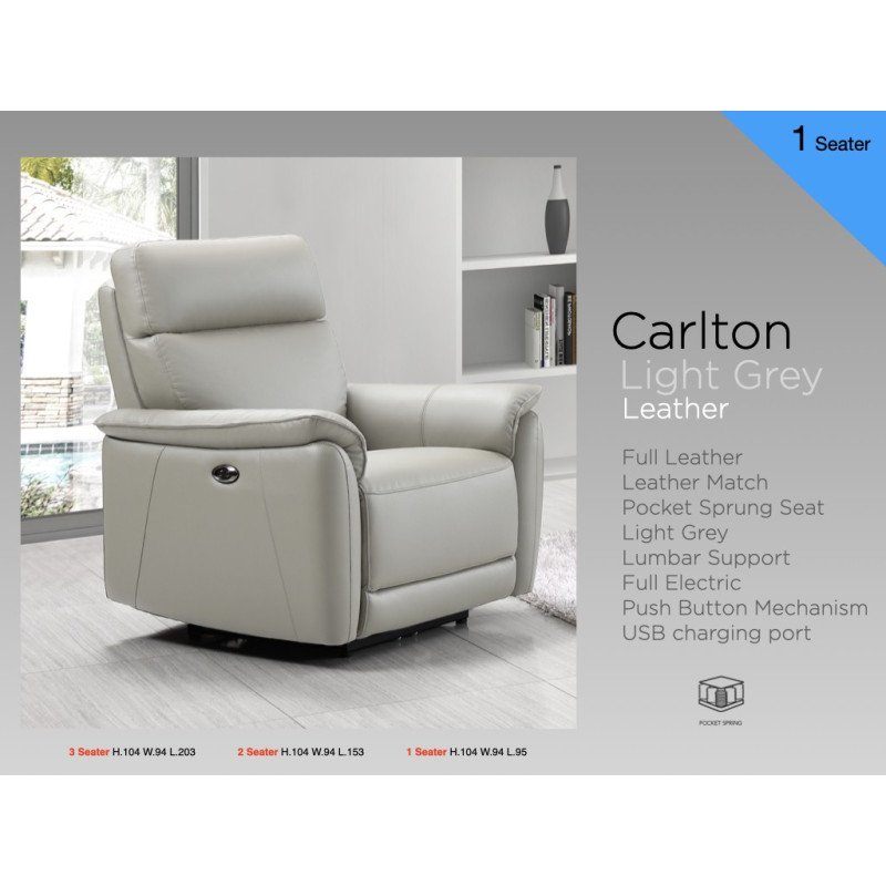 Carlton Electric Recliner 3+1+1 Sofa Set - Buy Furniture Online | Modern Furniture USA & Gulf