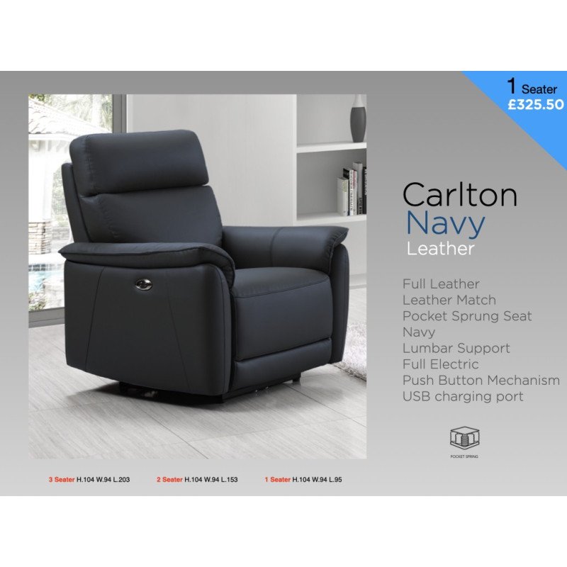 Carlton Electric Recliner 3+1+1 Sofa Set - Buy Furniture Online | Modern Furniture USA & Gulf