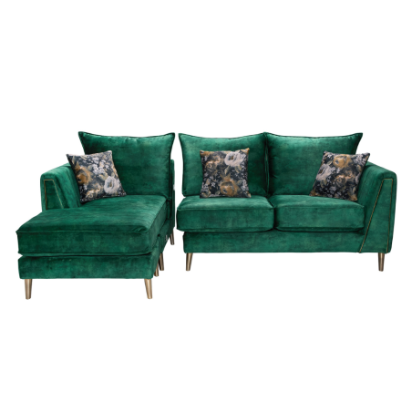 Bohemia 4 Seater Lounger Sofa | Gold-Olive Scatter Cushions - Buy Furniture Online | Modern Furniture USA & Gulf