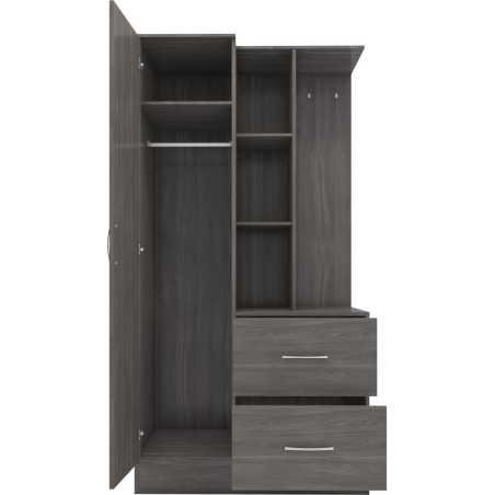 Nevada Mirrored Open Shelf Wardrobe - Buy Wardrobe Online | Modern Furniture USA & Gulf