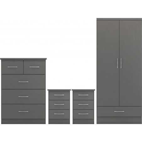 Nevada 2 Door 1 Drawer Wardrobe Bedroom Set - Buy Wardrobe Online | Modern Furniture USA & Gulf