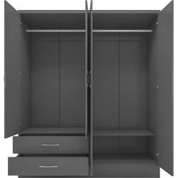 Nevada 4 Door 2 Drawer Wardrobe Bedroom Set - Buy Wardrobe Online | Modern Furniture USA & Gulf 2