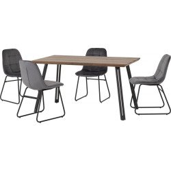 Quebec Straight Edge Table with Lukas Chairs Dining Set - Buy Furniture Online | Modern Furniture USA & Gulf