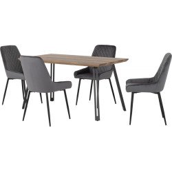 Quebec Straight Edge Table with Avery Chairs Dining Set - Buy Furniture Online | Modern Furniture USA & Gulf