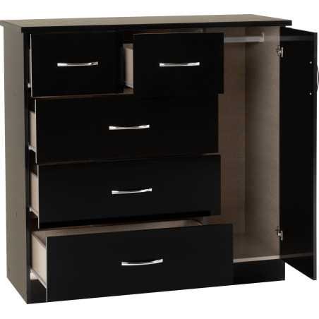 Nevada 5 Drawer Low Wardrobe - Buy Wardrobe Online | Modern Furniture USA & Gulf