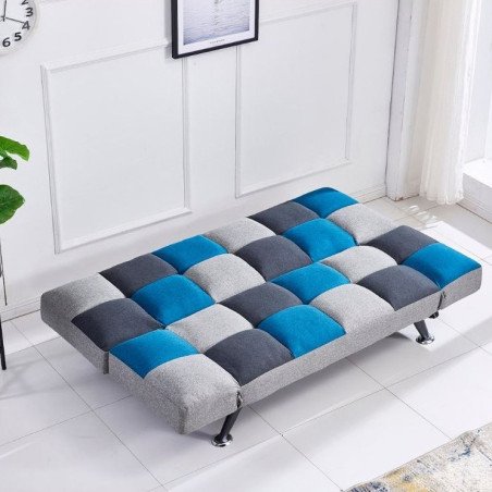 Milburn Sofa Bed Teal/Grey Patchwork - Buy Furniture Online | Modern Furniture USA & Gulf