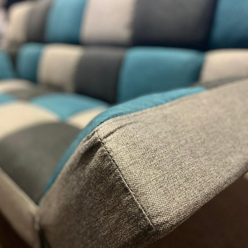 Milburn Sofa Bed Teal/Grey Patchwork - Buy Furniture Online | Modern Furniture USA & Gulf
