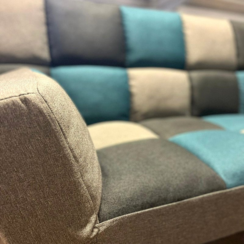 Milburn Sofa Bed Teal/Grey Patchwork - Buy Furniture Online | Modern Furniture USA & Gulf