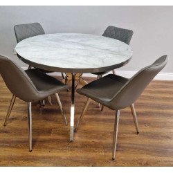Dario Round Dining Table 1.4 Metre with Chrome Legs - Buy Furniture Online | Modern Furniture USA & Gulf
