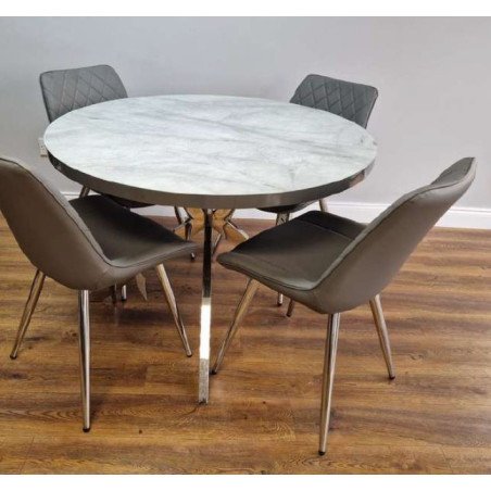 Dario Round Dining Table 1.4 Metre with Chrome Legs - Buy Furniture Online | Modern Furniture USA & Gulf